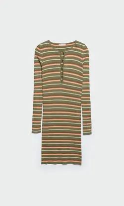 پیراهن بافت زنانه خاکی استرادیواریوس