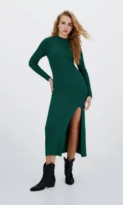 پیراهن بافت زنانه سبز تیره استرادیواریوس