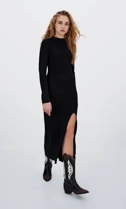 پیراهن بافت زنانه مشکی استرادیواریوس