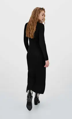 پیراهن بافت زنانه مشکی استرادیواریوس