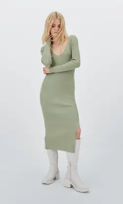 پیراهن بافت زنانه سبز استرادیواریوس