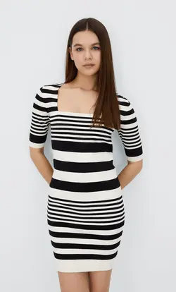 پیراهن بافت زنانه مشکی استرادیواریوس