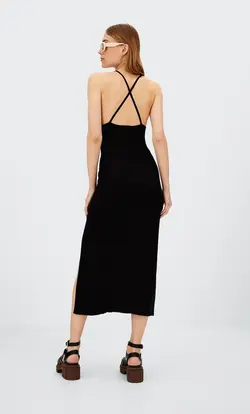 پیراهن بافت زنانه مشکی استرادیواریوس