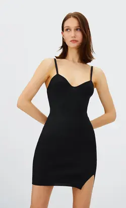 پیراهن بافت زنانه مشکی استرادیواریوس