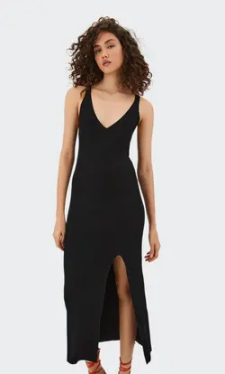 پیراهن بافت زنانه مشکی استرادیواریوس