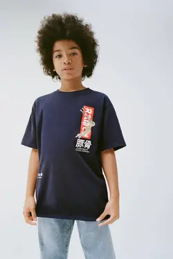 تی شرت پسرانه آبی زارا