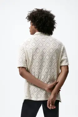 پیراهن آستین کوتاه مردانه سفید تیره زارا