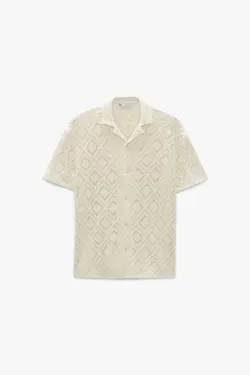 پیراهن آستین کوتاه مردانه سفید تیره زارا