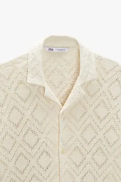 پیراهن آستین کوتاه مردانه سفید تیره زارا