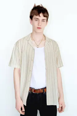 پیراهن آستین کوتاه مردانه بژ زارا