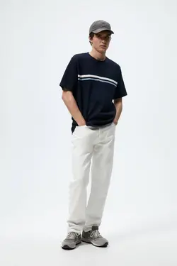 تی شرت آستین کوتاه مردانه سرمه ای زارا