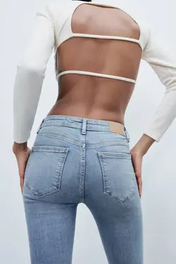 شلوار جین جذب زنانه آبی زارا