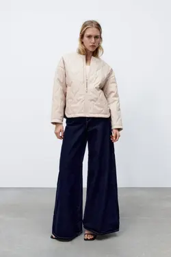 کاپشن پافر کوتاه زنانه سفید تیره زارا