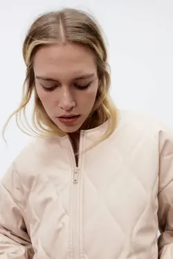 کاپشن پافر کوتاه زنانه سفید تیره زارا