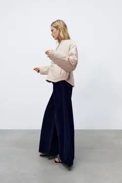 کاپشن پافر کوتاه زنانه سفید تیره زارا