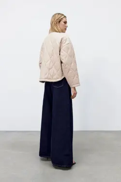 کاپشن پافر کوتاه زنانه سفید تیره زارا