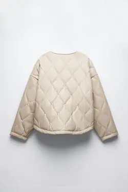 کاپشن پافر کوتاه زنانه سفید تیره زارا