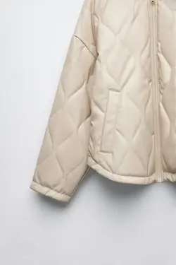 کاپشن پافر کوتاه زنانه سفید تیره زارا