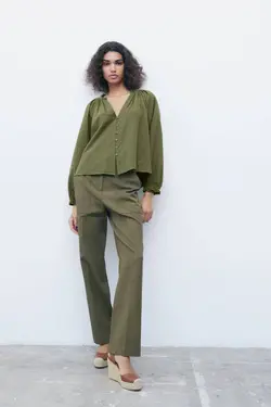 بلوز زنانه خاکی زارا