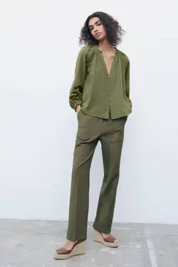 بلوز زنانه خاکی زارا