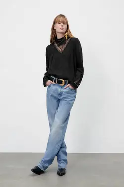 بلوز آبی زنانه مشکی زارا