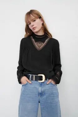 بلوز آبی زنانه مشکی زارا