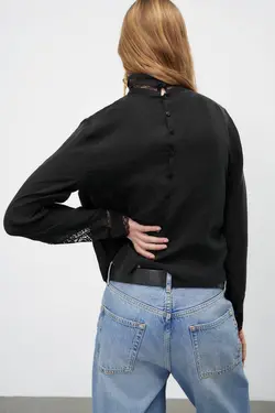 بلوز آبی زنانه مشکی زارا