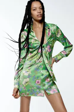 پیراهن کوتاه زنانه سبز زارا