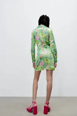 پیراهن کوتاه زنانه سبز زارا