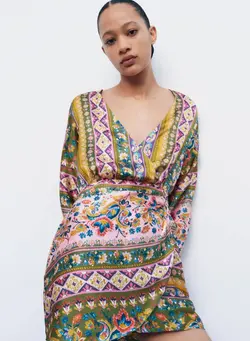 پیراهن کوتاه زنانه چند رنگ زارا