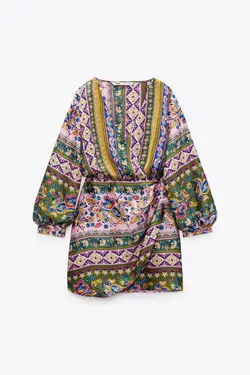 پیراهن کوتاه زنانه چند رنگ زارا