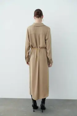 پیراهن میدی زنانه بژ زارا