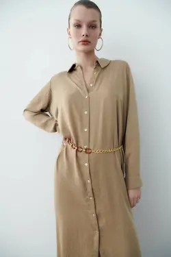 پیراهن میدی زنانه بژ زارا