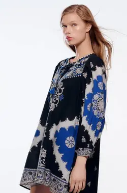پیراهن کوتاه زنانه آبی زارا