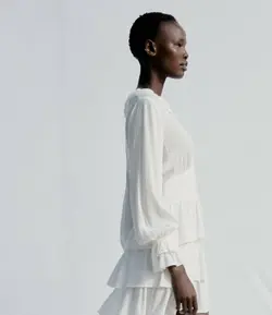 پیراهن کوتاه زنانه سفید تیره زارا