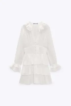 پیراهن کوتاه زنانه سفید تیره زارا