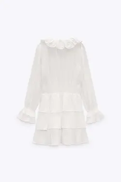 پیراهن کوتاه زنانه سفید تیره زارا