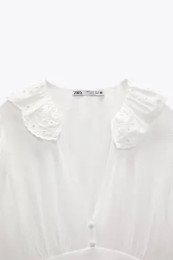 پیراهن کوتاه زنانه سفید تیره زارا