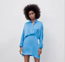 پیراهن کوتاه زنانه آبی زارا