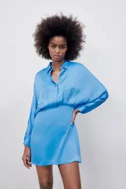 پیراهن کوتاه زنانه آبی زارا