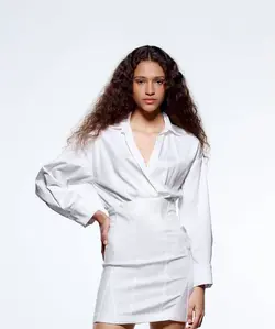 پیراهن کوتاه زنانه سفید زارا