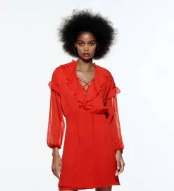 پیراهن کوتاه زنانه قرمز زارا