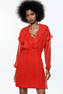 پیراهن کوتاه زنانه قرمز زارا