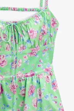 پیراهن کوتاه زنانه سبز زارا