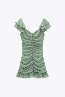 پیراهن کوتاه زنانه خاکی زارا