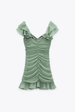 پیراهن کوتاه زنانه خاکی زارا