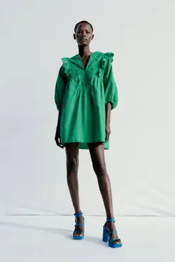 پیراهن کوتاه زنانه سبز زارا