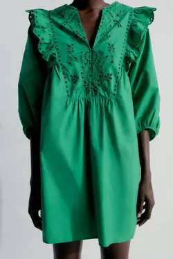 پیراهن کوتاه زنانه سبز زارا