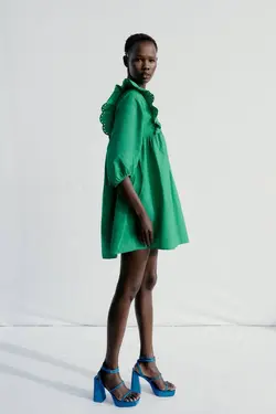 پیراهن کوتاه زنانه سبز زارا