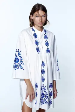 پیراهن کوتاه زنانه سفید زارا